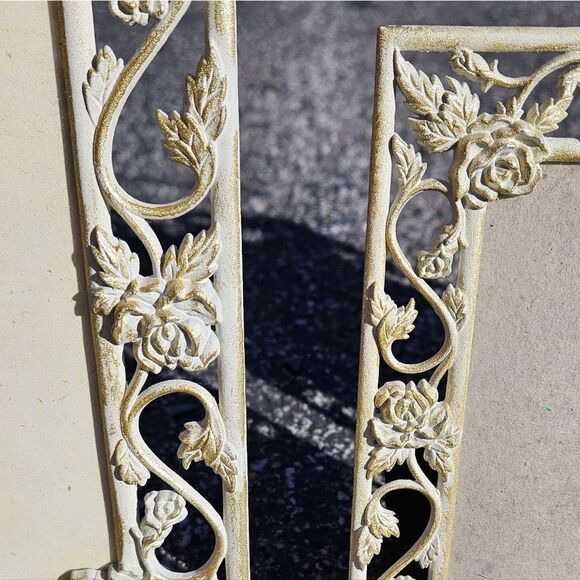 Lot 3 Vintage White Gold Metal Picture Frames 5x7 3x5 Connoisseur VIDEO - Picture 5 of 8